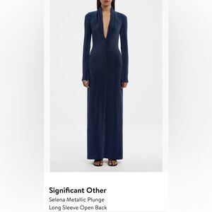 Elegant Blue Long Sleeve Gown